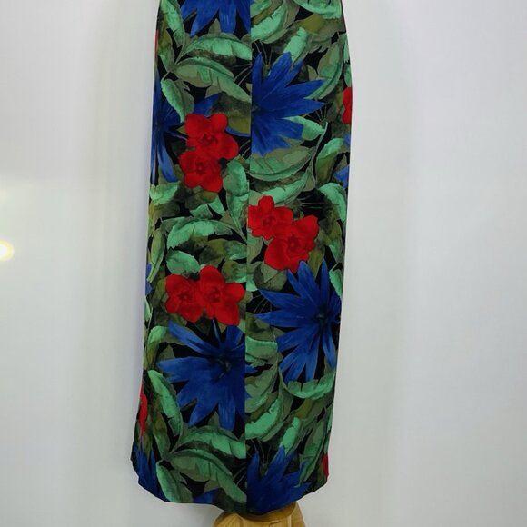 Vintage 90s Amanda Smith II Floral Boho Hawaiian Maxi Jungle Skirt Plus Size 16W - Picture 4 of 6